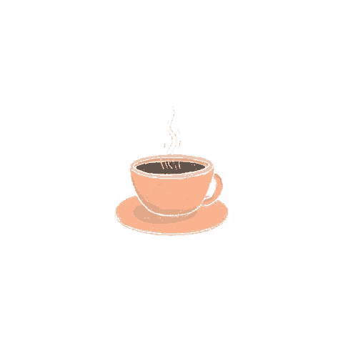 a cup of coffee with steam coming out of it is on a saucer on a white background .