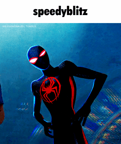 a picture of a spider man with the words speedyblitz on the bottom