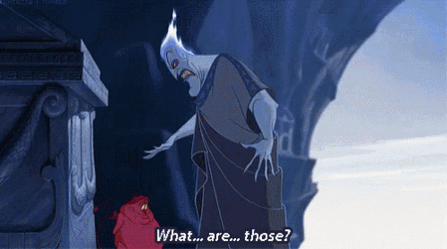 a cartoon character says " what are those " while standing next to another character