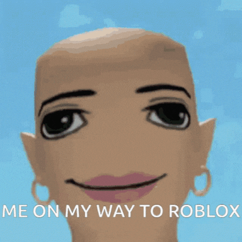 a woman in high heels is running in a video game and says me on my way to roblox .