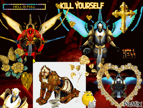 a collage of images with the words kill yourself in the middle
