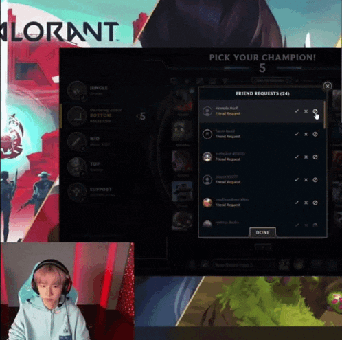 a person playing a video game with the words pick your champion on the bottom