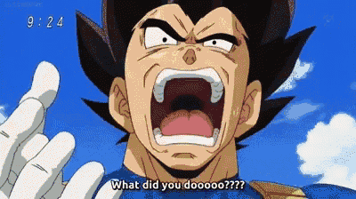 a cartoon character is screaming with his mouth open and asking what did you dooooo ?