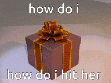 a gift box with a bow and the words how do i hit her on it