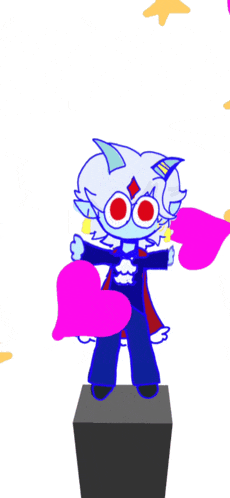 a drawing of a cartoon character standing on a podium