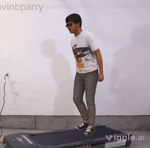 a person standing on a treadmill with the word vigle.ai on the bottom