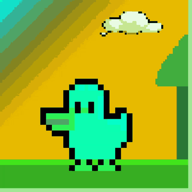 a pixel art of a ghost with a cloud in the sky