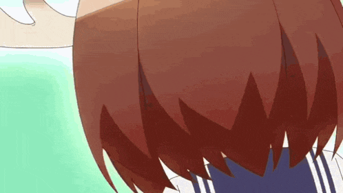 a close up of a person 's hair in a cartoon with a green background .
