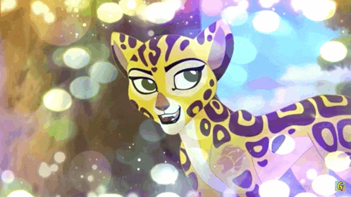a cartoon drawing of a leopard with the letter g in the corner