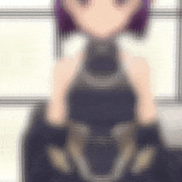 a blurred image of a girl with purple hair