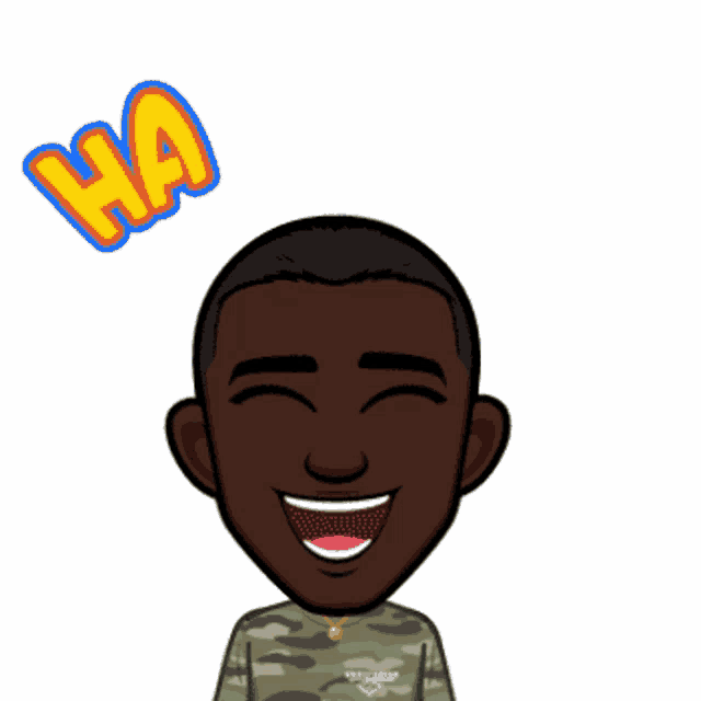 a cartoon of a man laughing with the words ha ha ha