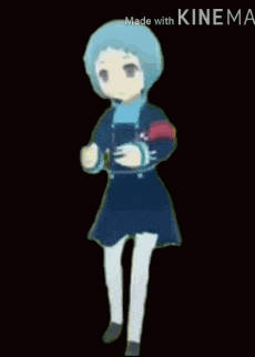 a girl in a blue dress and white tights is dancing in a video made with kinemaster .