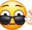 a smiley face wearing sunglasses is giving a high five .