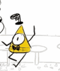 a drawing of bill cipher from gravity falls holding a trophy in his hand .