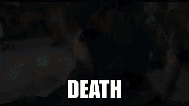 a blurred image of a man with the word death written below him