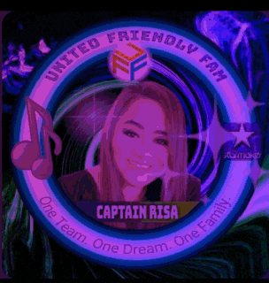a picture of captain risa in a circle that says " united friendly fam "