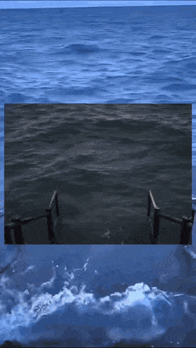 a picture of a body of water with a staircase leading to it