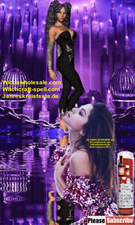 an advertisement for witchcraft-spell.com shows a woman in a purple dress