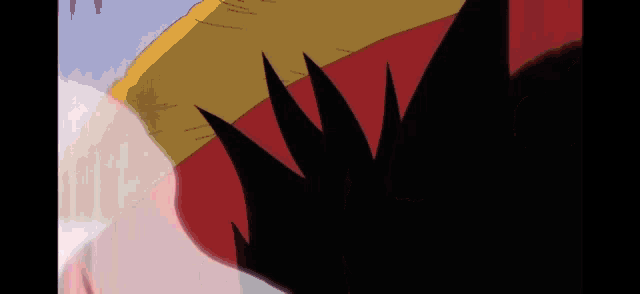 a close up of a cartoon character 's face with a pink eye