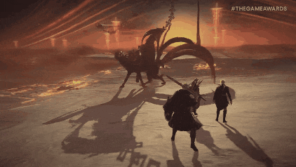 a video game scene with the game awards written on the bottom right