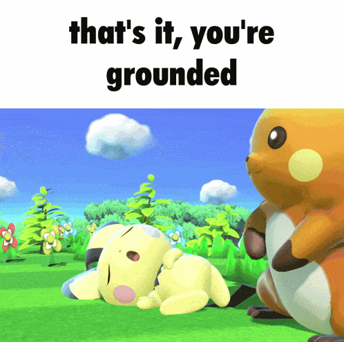 a picture of two cartoon animals with the words that 's it you 're grounded