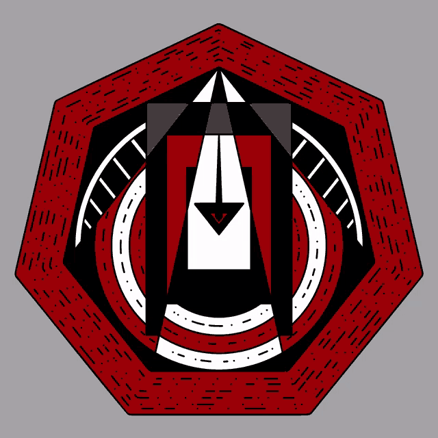 a red circle with a triangle in the middle
