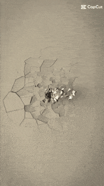 a picture of a broken wall that says capcut