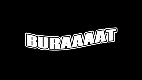 a white logo on a black background that says buraaaat .