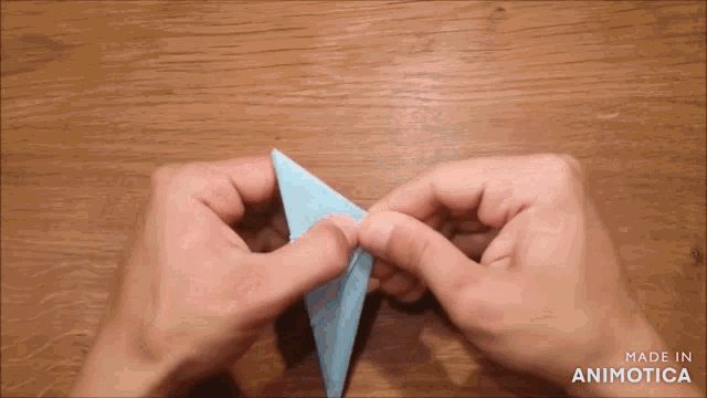 a person is making an origami star with the words made in animatica in the lower right corner