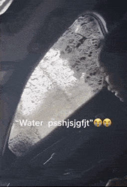 a person sitting in a car with the words water psshjsjgfjft
