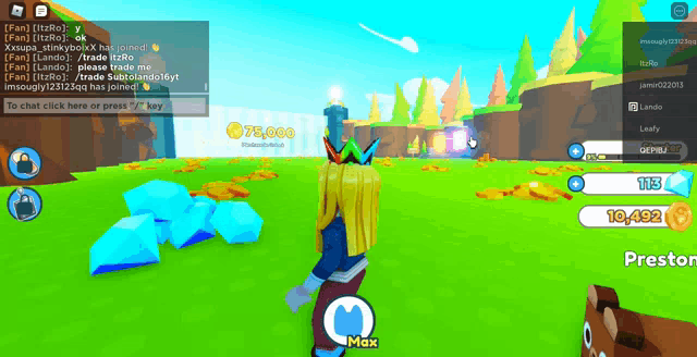 a screenshot of a video game with the word preston on the bottom right