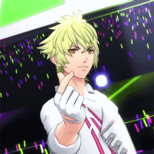 a cartoon character with yellow hair and a white shirt is giving a middle finger