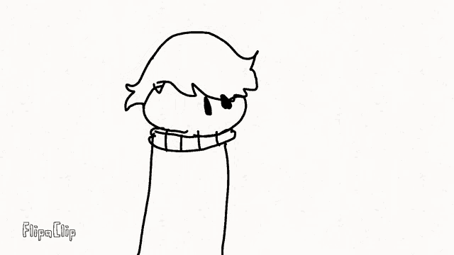 a black and white drawing of a person with a scarf around their neck and a hand .