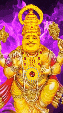 a statue of a deity with a crown on his head