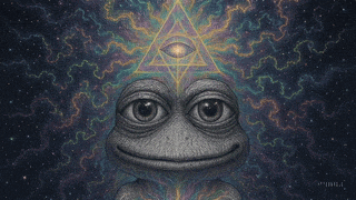 a frog with a third eye and a triangle in the background