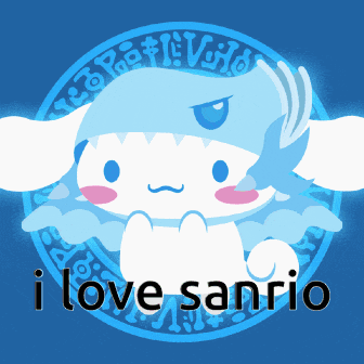 a picture of cinnamoroll with the words " i love sanrio " below it