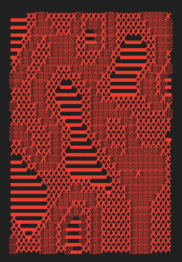 a red and black striped pattern with white crosses