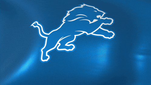 a blue and white logo for the detroit lions