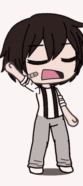 a cartoon of a boy with his eyes closed and a bandage on his face
