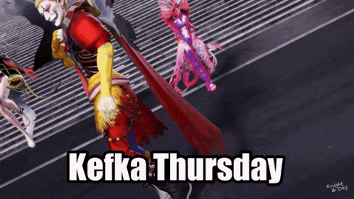 a poster that says kefika thursday with a cartoon character