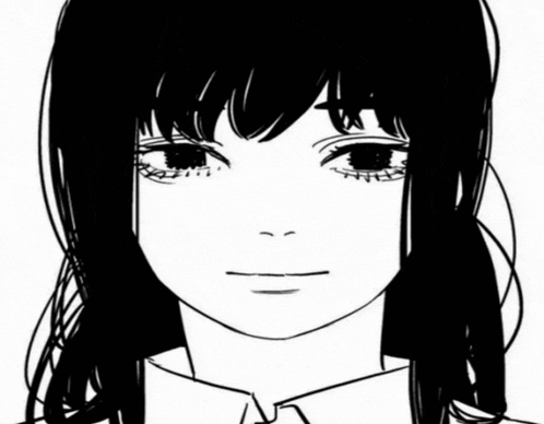 a black and white drawing of a girl with long hair and a ponytail .