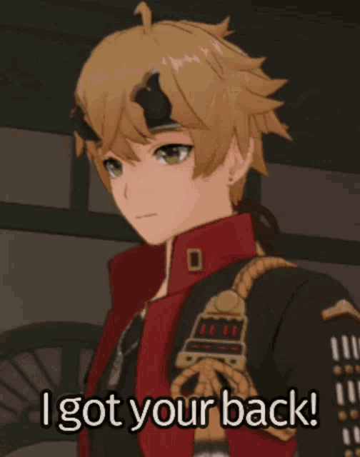 a cartoon character with horns on his head and the words i got your back