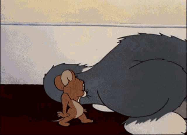 a cartoon of tom and jerry looking at something