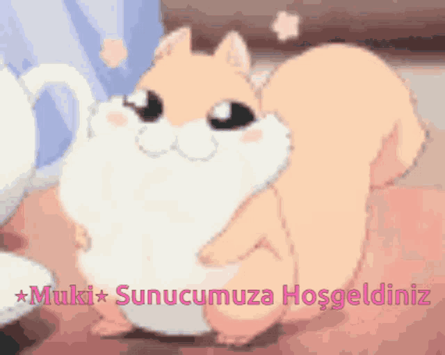 a picture of a squirrel with the words " muki sunucumuza hoşgeldiniz " on the bottom