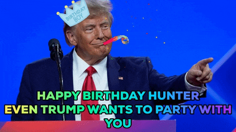 donald trump is wearing a birthday boy crown on his head