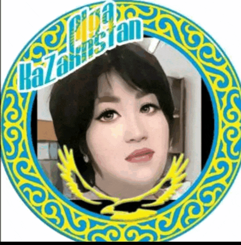 a picture of a woman in a circle with the word kazakhstan written on it