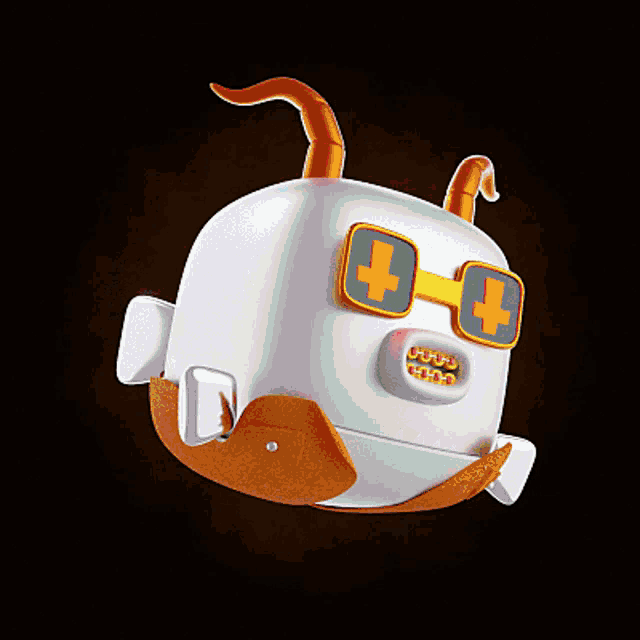 a cartoon character wearing sunglasses with a swiss cross on them