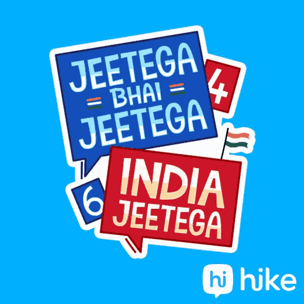 a blue and red sign that says jeetega bhai jeetega on it