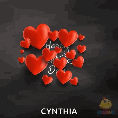 a happy valentine 's day card with cynthia 's name