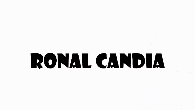 a man in a plaid shirt is standing in front of a sign that says " ronal candia "